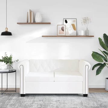 vidaXL Tweezitsbank / zetel Chesterfield-stijl kunstleer wit, Huis en Inrichting, Verzenden, Nieuw