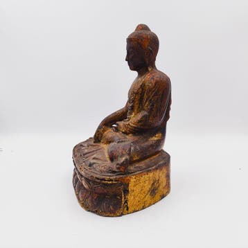 Oud-Birmaans of Siamees Verguld hout Zittende Boeddha op