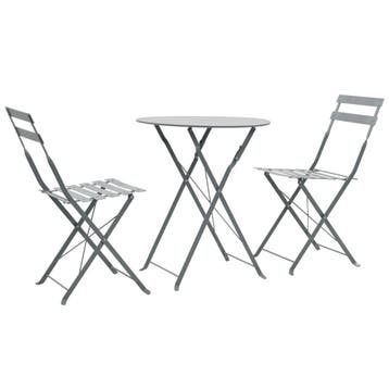 vidaXL 3-delige Bistroset staal grijs, Verzenden, Nieuw