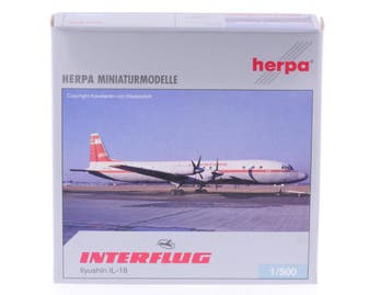 Schaal 1:500 Herpa 510691 Interflug Ilyushin IL-18 Reg. D..., Ophalen of Verzenden, Zo goed als nieuw