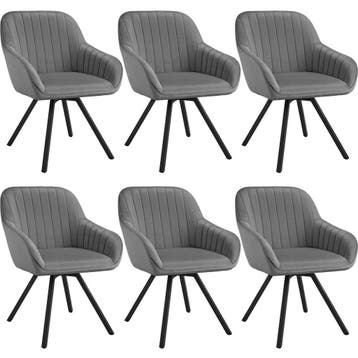 tectake Draaibare fluwelen stoel Snug, gestoffeerd - grijs,, Verzenden, Nieuw