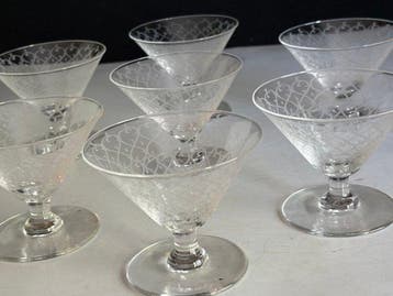 antiek Champagneglazen - Drinkglas (8) - Glas, Kristal