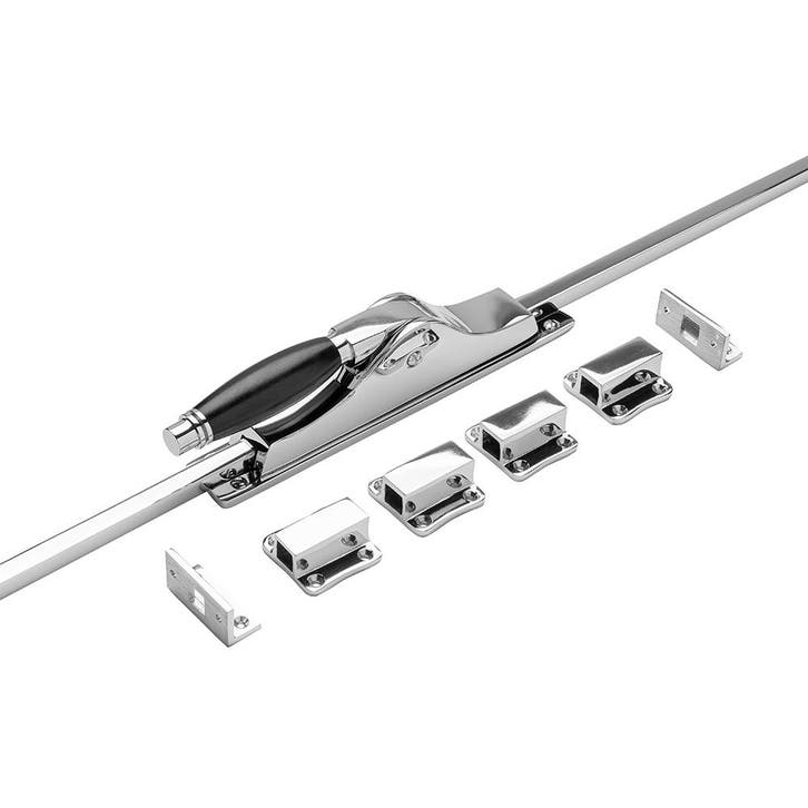 Raam espagnolet Deco glanzend nikkel met stangenset 2x70c..., Doe-het-zelf en Bouw, Hang- en Sluitwerk, Overige typen, Nieuw, Koper of Messing