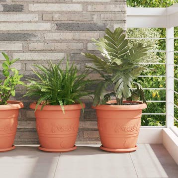 vidaXL Plantenpotten 6 st Baksteenrood Ø 34 x 28 cm, Verzenden