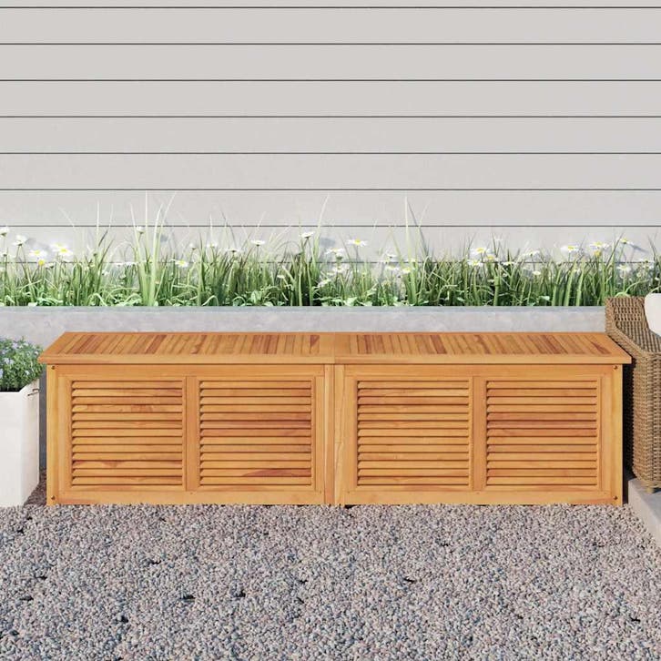 vidaXL Tuinbox met zak 200x50x55 cm massief teakhout, Tuin en Terras, Bergingen en Tuinkasten, Nieuw, Verzenden