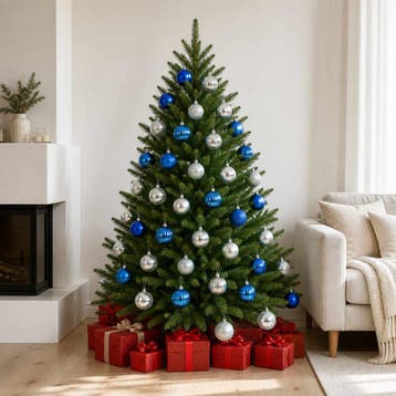 vidaXL Kerstballenset 75 st Blauw en zilver 6 cm Polystyreen, Verzenden, Nieuw