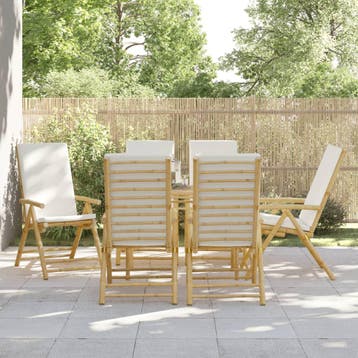 vidaXL Tuinstoelen 6 st inklapbaar met kussens bamboe, Verzenden