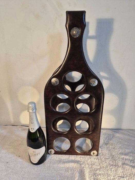 Wijnrek - 7 Bottle - Leder, Staal, Antiquités & Art, Curiosités & Brocante