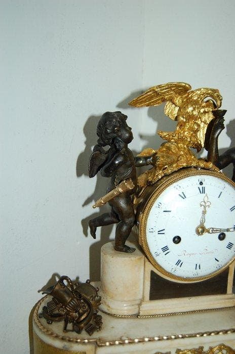 Figurale pendule - Roque, Joseph Léonard Louis XVI Marmer -, Antiquités & Art, Antiquités | Horloges