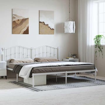 vidaXL Bedframe met hoofdbord metaal wit 183x213 cm, Verzenden