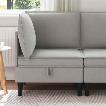 vidaXL Hoek Sofa met Opbergruimte Lichtgrijs Fluweel, Verzenden, Nieuw