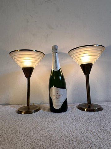 Tafellamp - Diamond Cutted - Glas, Staal - Set