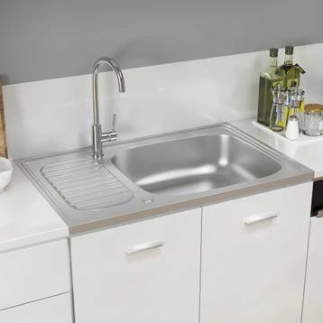 vidaXL Gootsteen met afvoerset 800x500x155 mm roestvrij, Verzenden, Nieuw