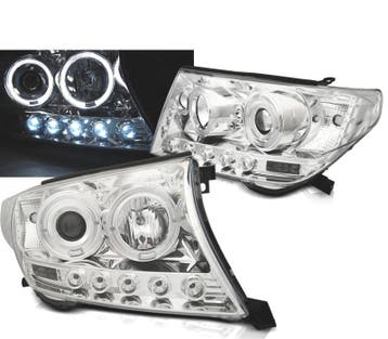 Phares Pour Toyota Land Cruiser Fj200 07-12 Angel Eyes Chrom, Verzenden