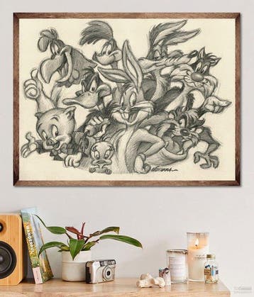 Joan Vizcarra - Looney Tunes-familieportret - Hand Signed -