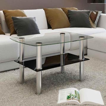 vidaXL Salontafel met 2 lagen glas, Maison & Meubles, Tables | Tables d'appoint, Verzenden