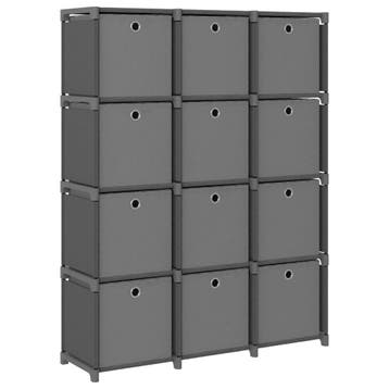 vidaXL Kast met 12 vakken met boxen 103x30x141 cm stof grijs, Verzenden, Nieuw