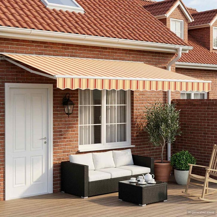 vidaXL Elektrisch Uitschuifbare Zonneluifel Geel en Oranje, Jardin & Terrasse, Protection solaire, Envoi