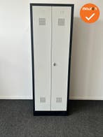 Lockerkast - 180x60x50 - 2 deurs - Zwart met zilvergrijze de, Werkplek, Ophalen of Verzenden, Gebruikt, Kast