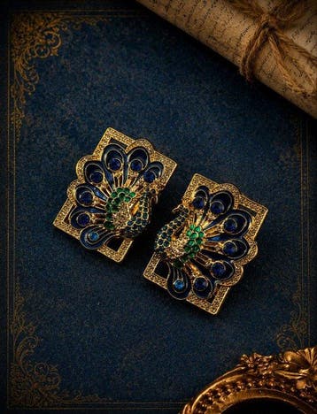Verguld, Prachtige vintage-oorbellen met Franse elegantie,