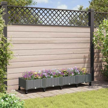 vidaXL Tuin planter met wielen Lichtgrijs 160 x 40 x 33 cm, Tuin en Terras, Verzenden, Nieuw
