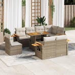 vidaXL 9-delige Loungeset met kussens poly rattan acacia, Tuin en Terras, Tuinsets en Loungesets, Verzenden, Nieuw, Loungeset
