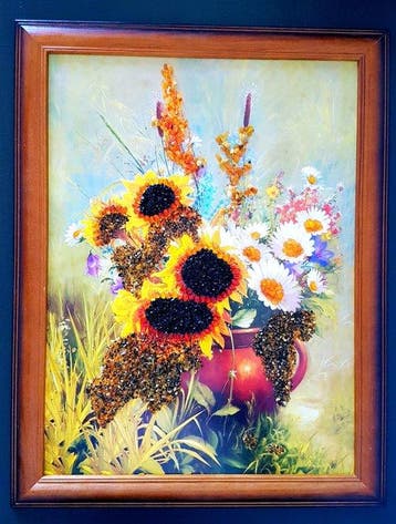 Barnsteen - Unique Baltic Amber Picture – Handcrafted Floral