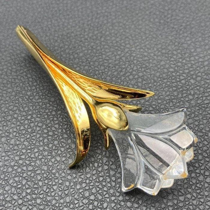 Swarovski - Grande broche florale avec cristal clair et, Antiek en Kunst, Curiosa en Brocante