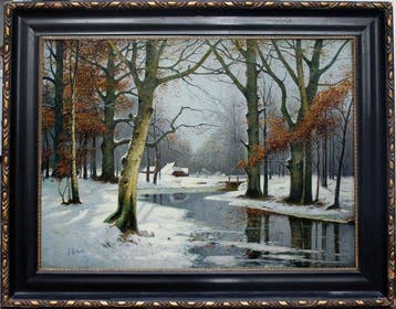 Franz Gerhard (XIX) - Monumental Winter landscape
