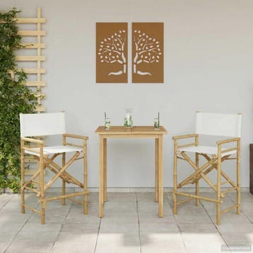 vidaXL Vouwbare Regisseursstoel 2 pcs Naturel Bamboe, Verzenden, Nieuw