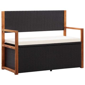 vidaXL Opbergbankje 115 cm poly rattan en massief acaciahout, Verzenden, Nieuw