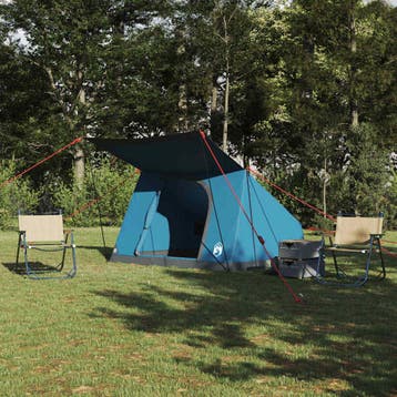 vidaXL Camping Tent 4-persoons Waterdicht Blauw taft, Verzenden, Nieuw
