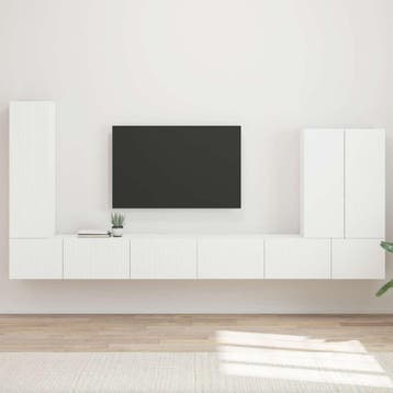 vidaXL Tv Wandkast Set 6 st Wit, Huis en Inrichting, Kasten |Televisiemeubels, Verzenden, Nieuw