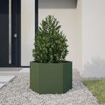 vidaXL Plantenbak zeshoek 69x60x45 cm staal olijfgroen, Verzenden, Nieuw