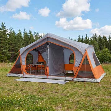 vidaXL Huisje Tent met dak Grijs en Oranje 480 x 273 x 205, Caravans en Kamperen, Verzenden, Nieuw