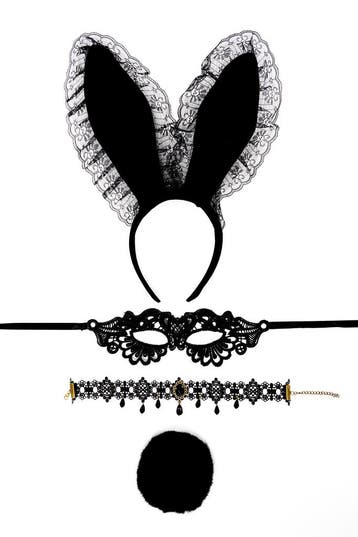 KIMU® Haarband Set Bunny Zwart Fluweel Konijn Oren Oogmasker, Kleding | Dames, Ophalen of Verzenden, Nieuw