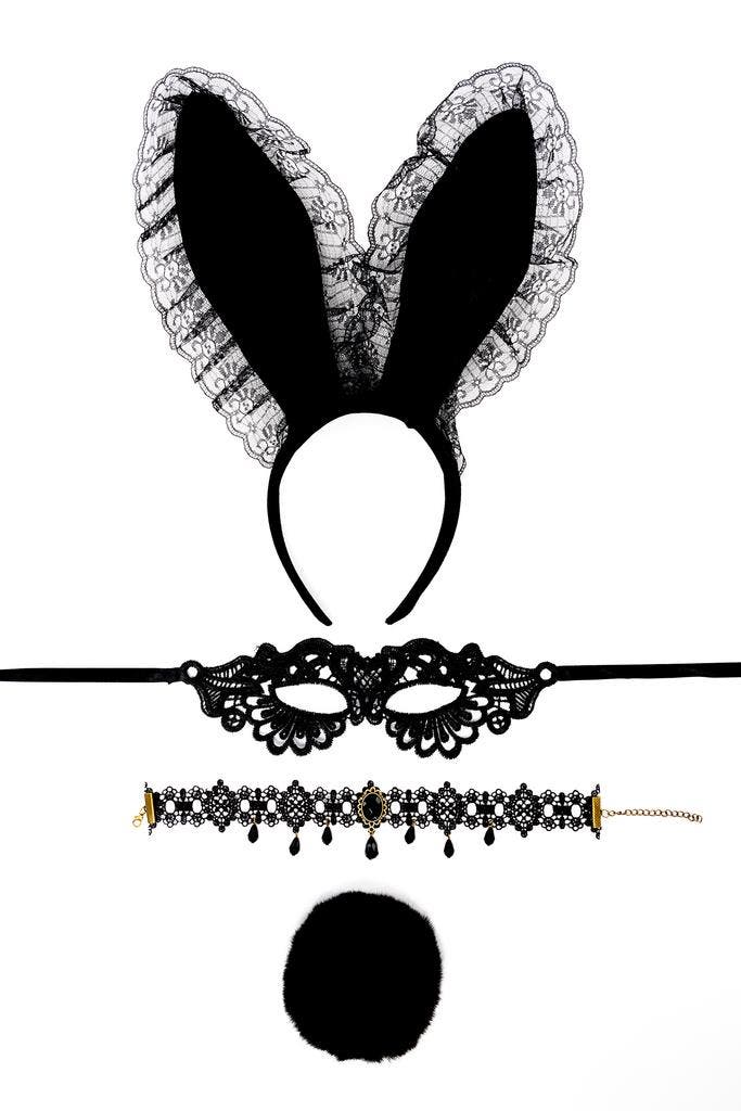 KIMU® Haarband Set Bunny Zwart Fluweel Konijn Oren Oogmasker, Kleding | Dames, Carnavalskleding en Feestkleding, Nieuw, Ophalen of Verzenden