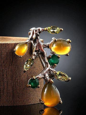 Opaal - Zilver - Broche - Natuurlijke elegantie