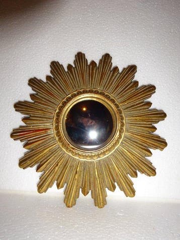 Spiegel - Verguld, Composiet, Glas, Metaal - Sunburst -