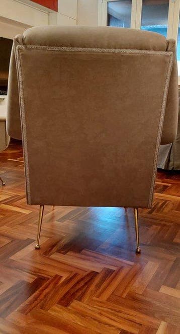 Fauteuil - Bois, Laiton, Textile - Paire de fauteuils, Antiquités & Art