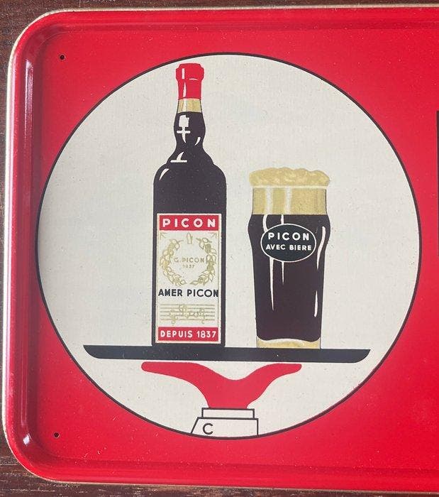 Picon bière Frans Belgisch aperitiefmerk Picon bière - Picon, Antiek en Kunst, Antiek | Wandborden en Tegels