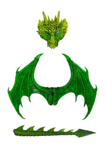 KIMU® Verkleed Set Draak Groen Draken Masker Staart Vleugels, Ophalen of Verzenden, Nieuw