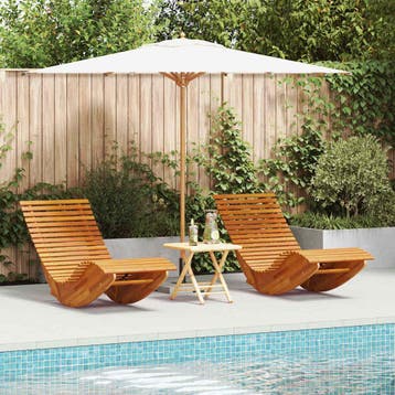 vidaXL Ligbedden schommelend 2 st acaciahout, Tuin en Terras, Verzenden, Nieuw
