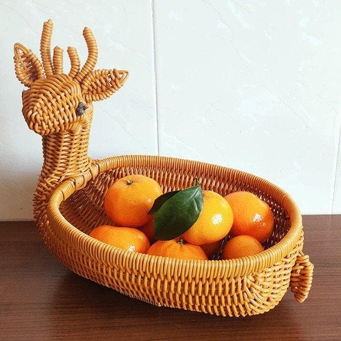 Stoel - Rattan, Textiel - geweven rotan hertenmand, Antiek en Kunst, Kunst | Designobjecten