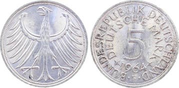 5 Mark Duitsland Variante 5 duitse Mark 1964 F J 387 prfr..., Verzenden, België