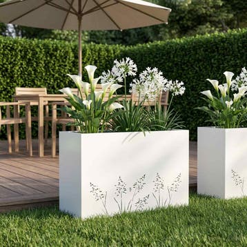 vidaXL Plantenbak Wit 80 x 30 x 49 cm Koudgewalst staal, Verzenden
