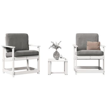 vidaXL 3-delige Loungeset massief grenenhout wit, Tuin en Terras, Tuinstoelen, Verzenden, Nieuw