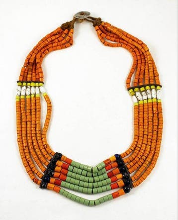 Naga ketting - Glas, natuurlijke vezels, hoorn, metaal -