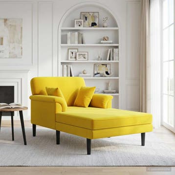 vidaXL Chaise longue Geel fluweel, Verzenden