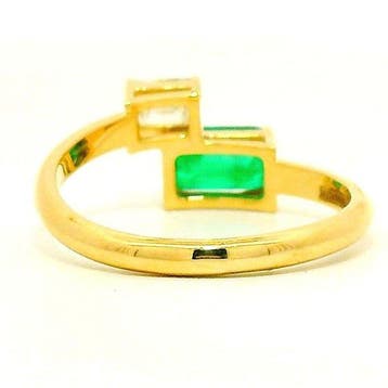 Ring - 18 karaat Geel goud - 1.08ct. tw. Smaragd - Diamant -, Nieuw